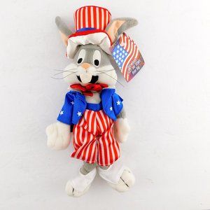 BUGS BUNNY Uncle Sam Patriot Bean Bag Plush Warner Bros Exclusive